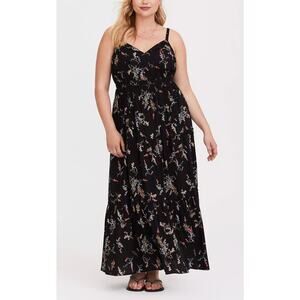 torrid Black Floral Maxi Dress with Sweetheart Neckline